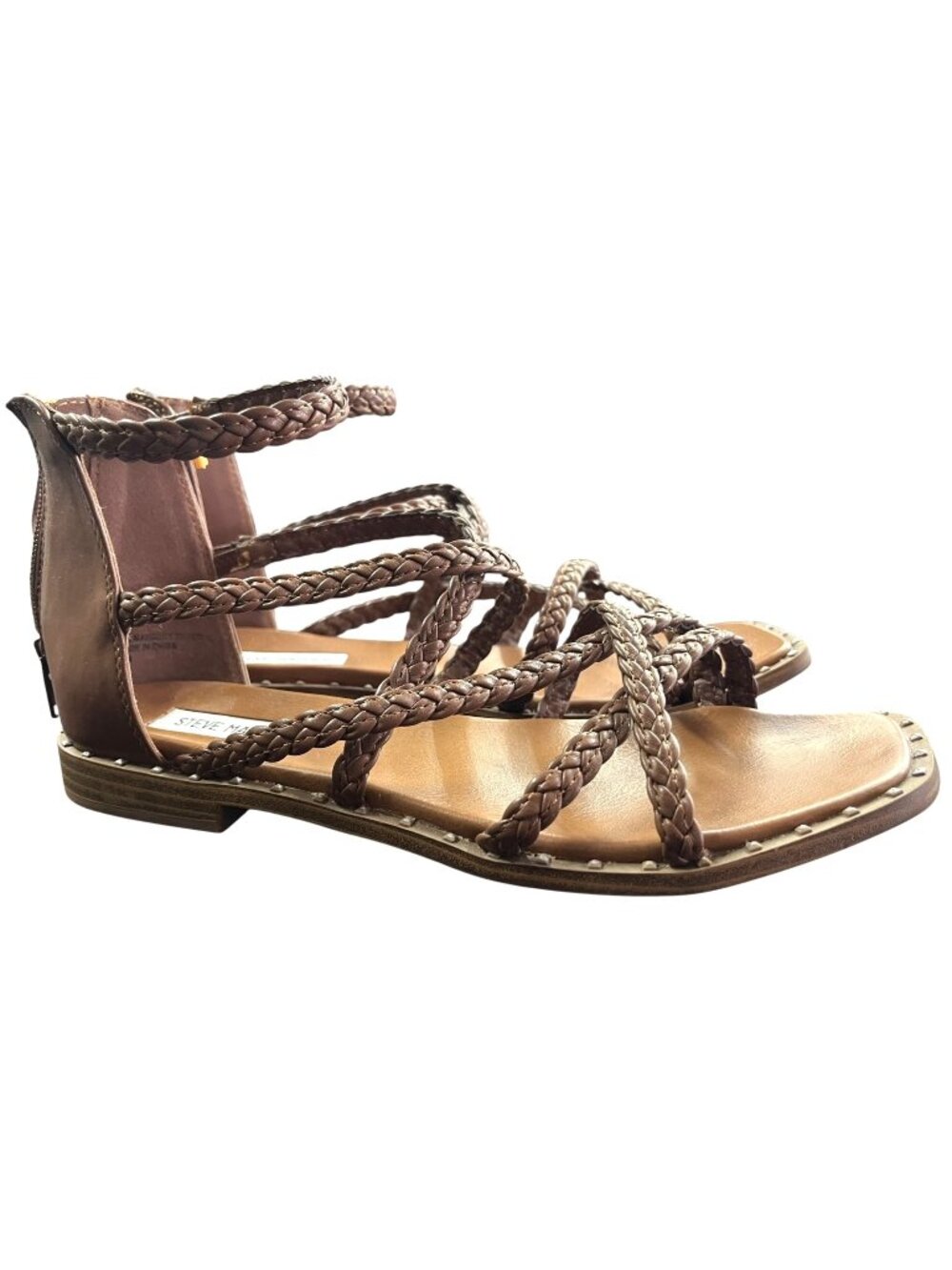 Steve Madden Tessi Brown Braided Gladiator Sandals Women's Size 8